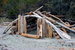 log hut on shaw island